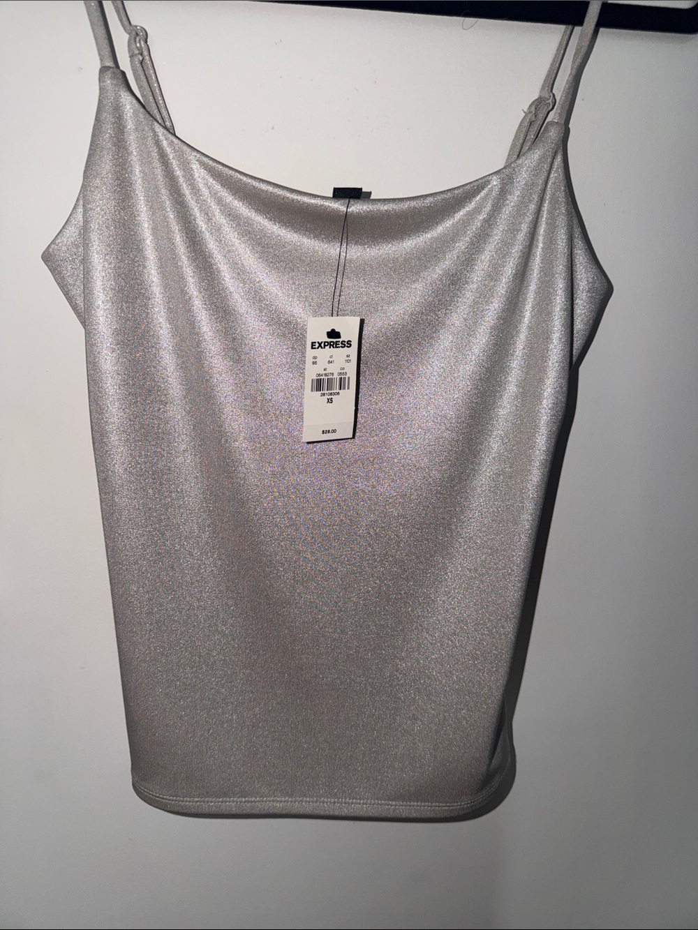 Express Silver Metallic Cowl Cami